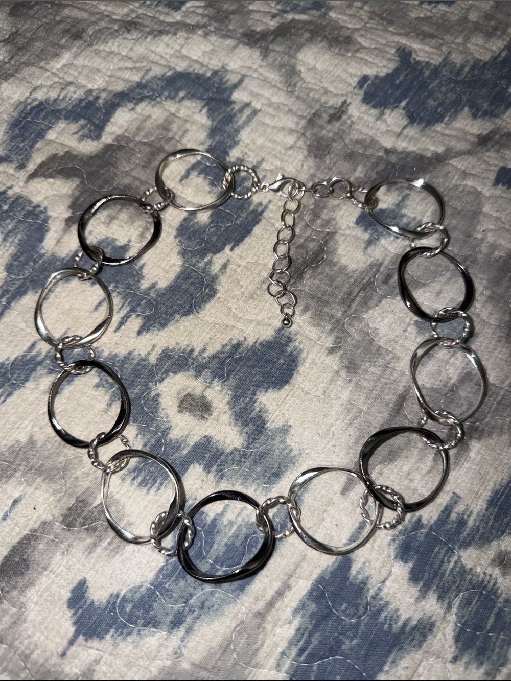 Silvertone Open Circle Link Necklace - Elegant Women’s Jewelry